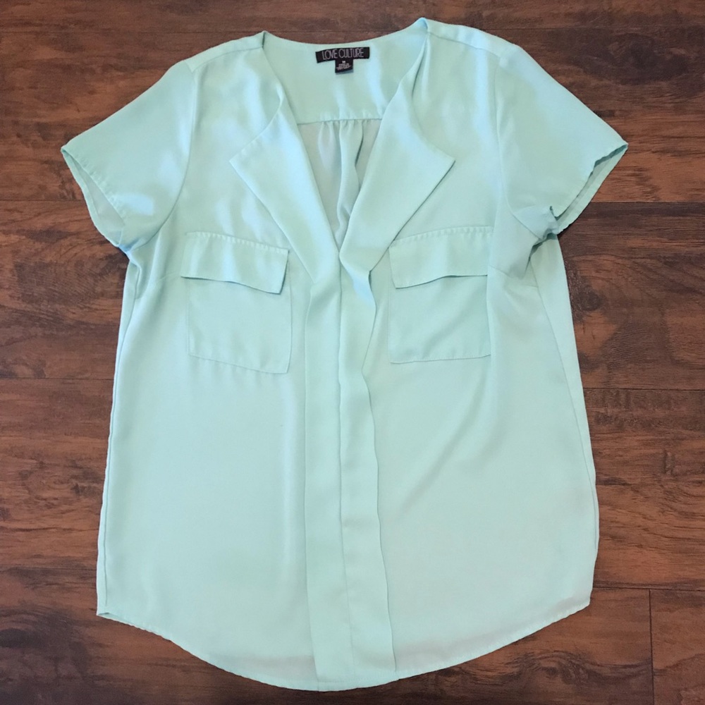 Love Culture aqua chiffon blouse